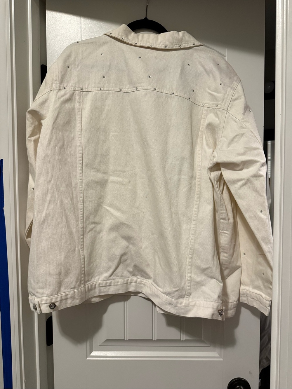 Quacker Factory Cream Rhinestone-Embellished Denim Jacket - Picture 2 of 3